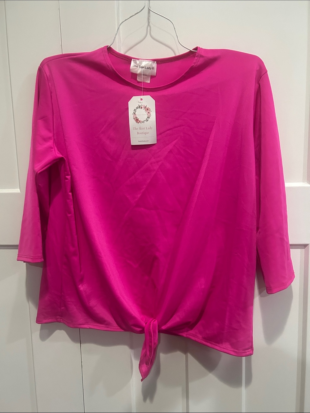 Fuchsia Tie-Front Women's Top- the skirt lady